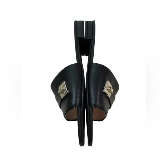 Kate Spade Black Leather Turnlock Slide Sandals Size 10 - Picture 4 of 9